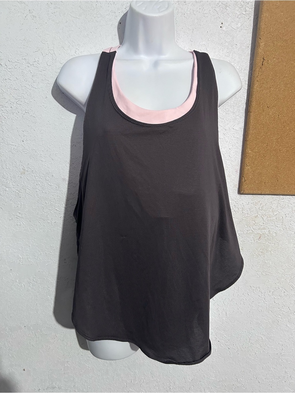NWT Fabletics Layered Scoop Neck Tank Top in Purple and Light Pink